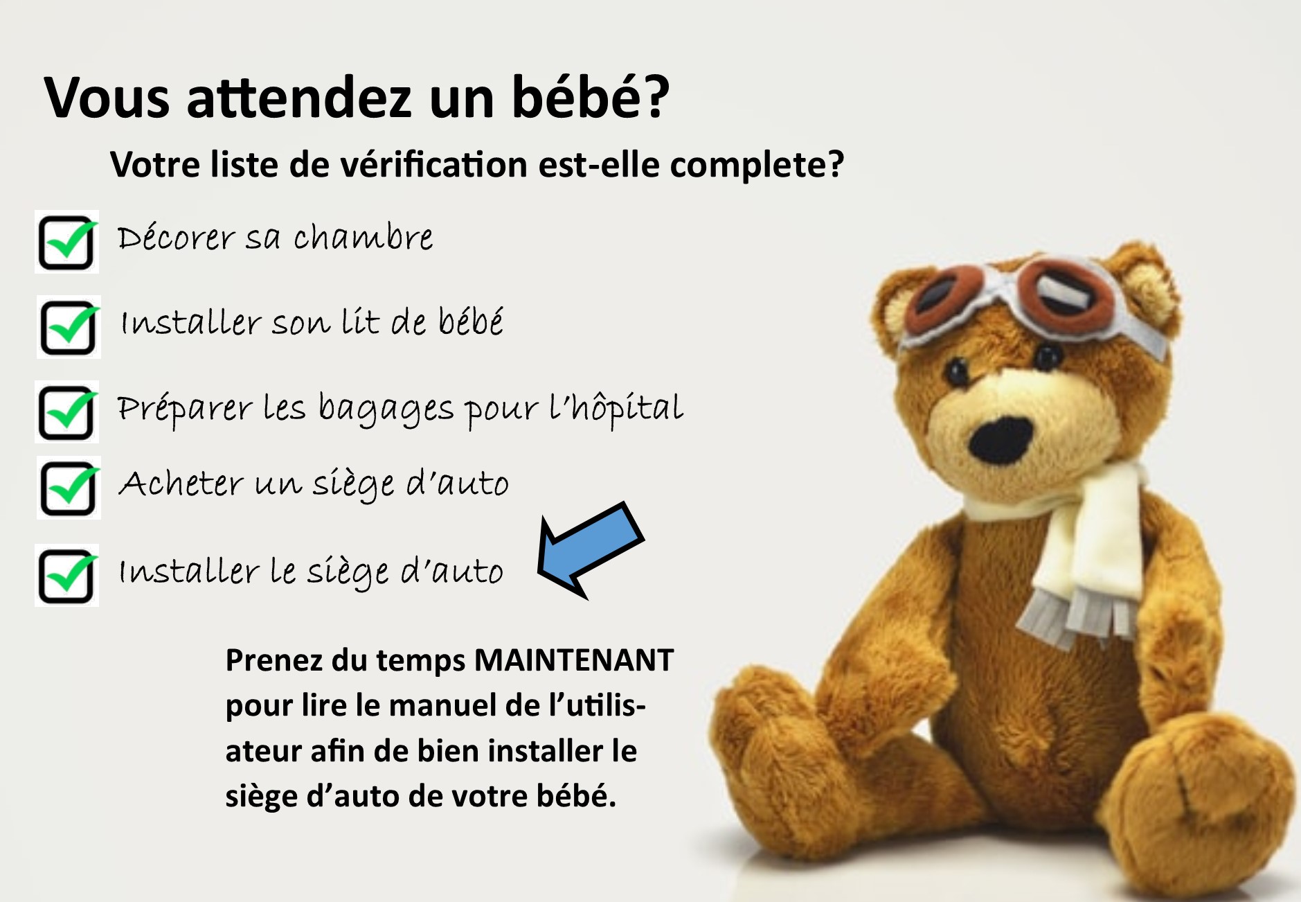 Vous attendez un bébé? Votre liste de vérification est-elle complete?